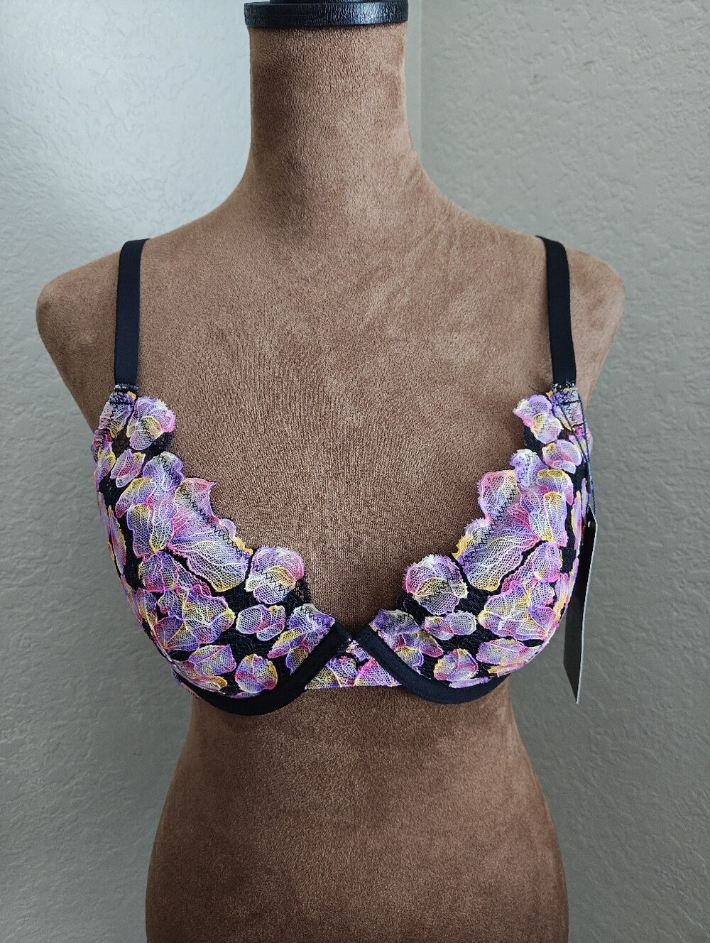 NWT Savage X Fenty Sun Tide Floral Lace Padded Plunge Bra Sz 36D